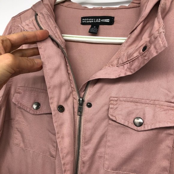 Design Lab Dusty Rose Casual Lightweight Military Safari Anorak Utility Hoodie S - Picture 8 of 16